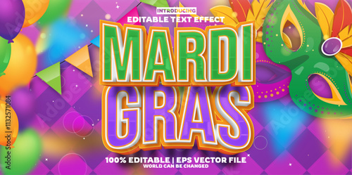 mardi gras editable text effect in modern trend style
