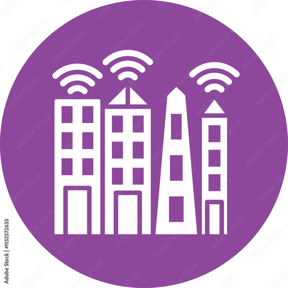 Fototapeta premium Smart City Infrastructure glyph circle icon