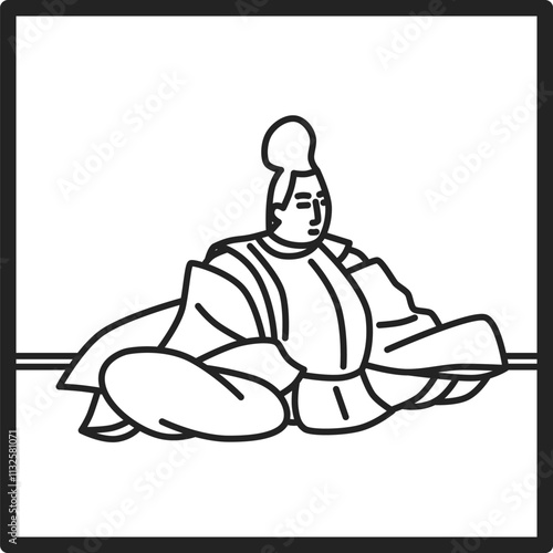 線画正方形シンプル百人一首　藤原実方朝臣