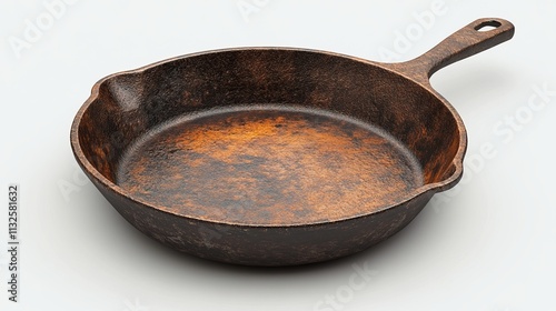 Vintage Cast Iron Frying Pan - Rustic Kitchen Utensil for Cooking photo