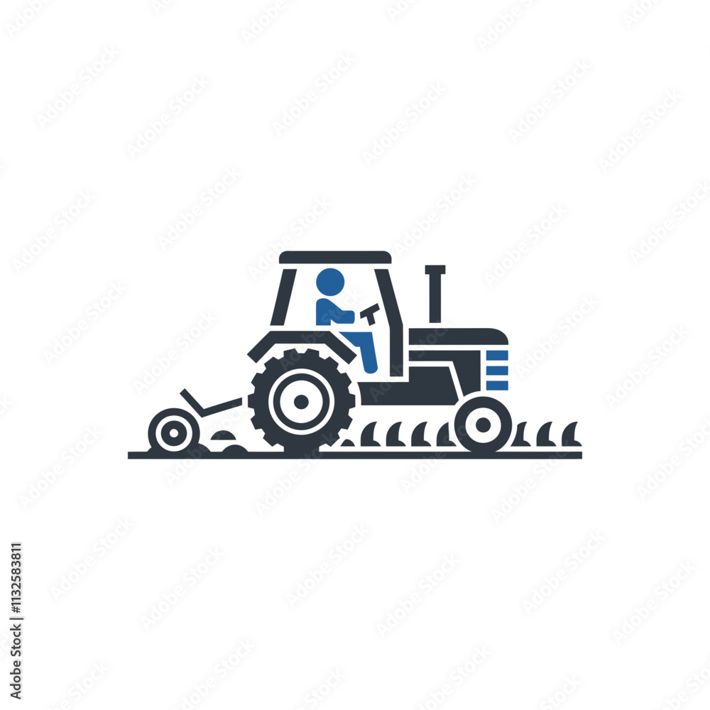 Naklejka premium Tractor Working on Field Icon