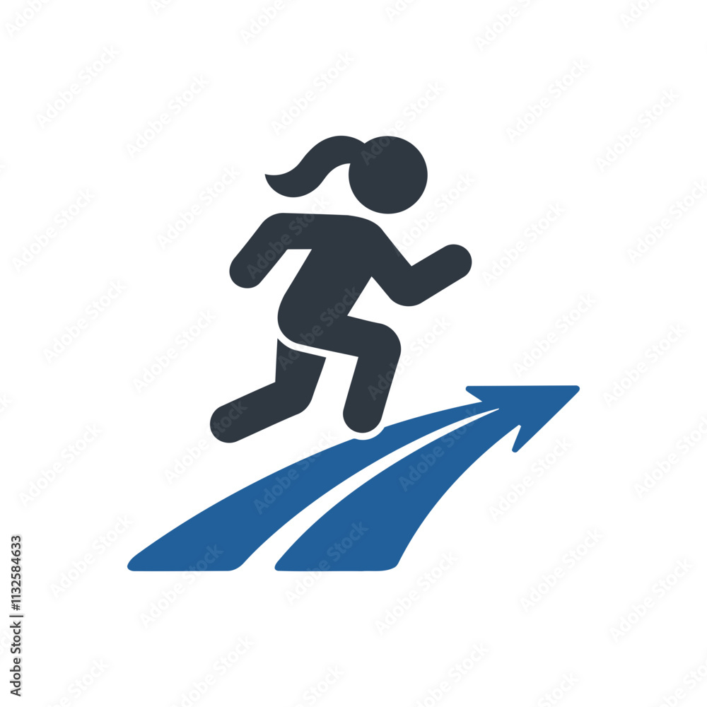 Fototapeta premium Woman Running Forward Icon
