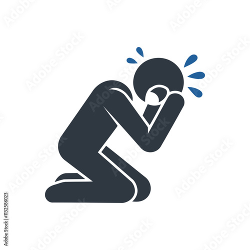 Crying Kneeling Person Icon