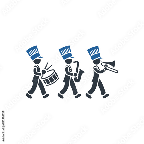 Marching Band Playing Instruments Icon