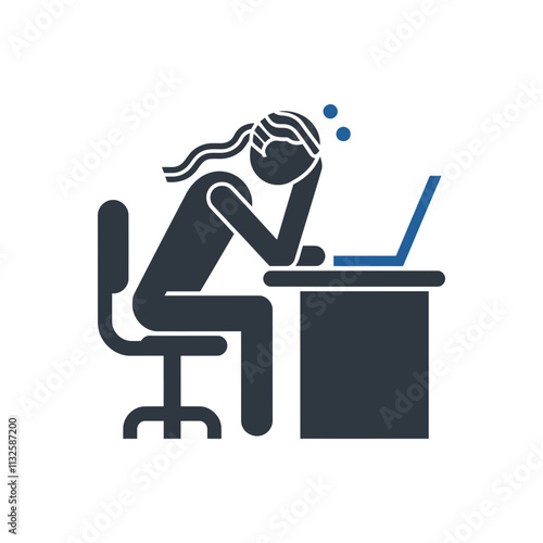 Overworked Office Stress Icon