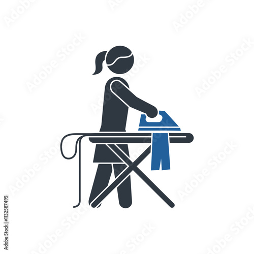 Woman Ironing Clothes Icon