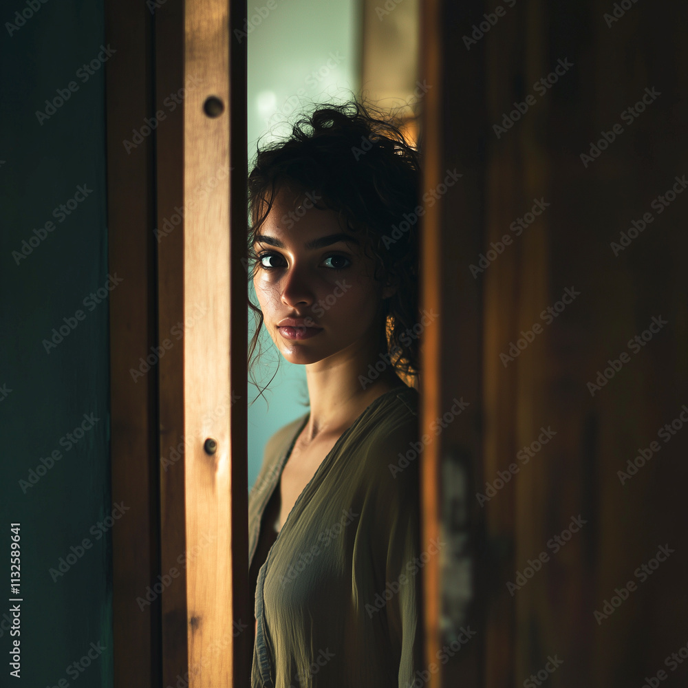 Fototapeta premium Through the shadows: a portrait of mystery