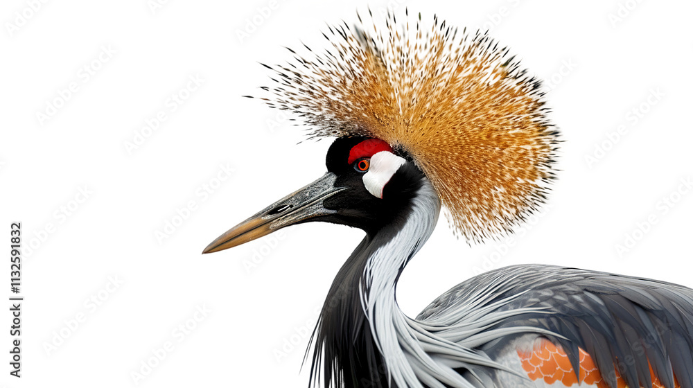 Fototapeta premium Crowned Crane bird isolated on transparent background, PNG