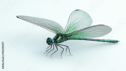 Stunning 3D Render of a Vibrant Green Dragonfly photo