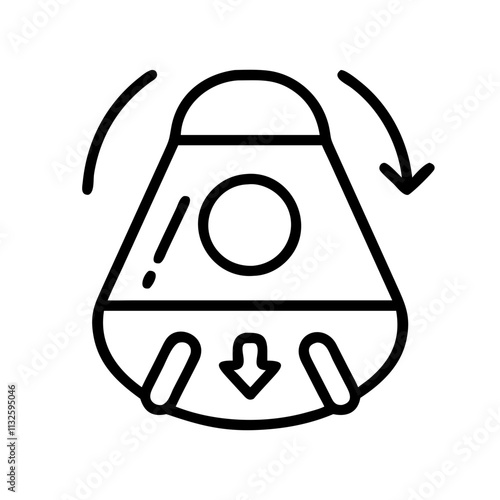 capsule re entry icon, space day line art, space icon - simple black line art icon of capsule re entry, symbolizing space day celebrations. space vector art.