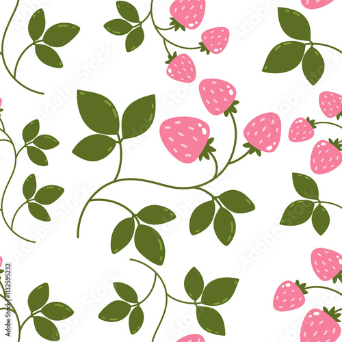 Strawberry seamless pattern used for printing and fabric design, 