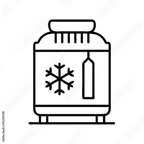 cryogenic storage icon, space day line art, space icon - simple black line art icon of cryogenic storage, symbolizing space day celebrations. space vector art.