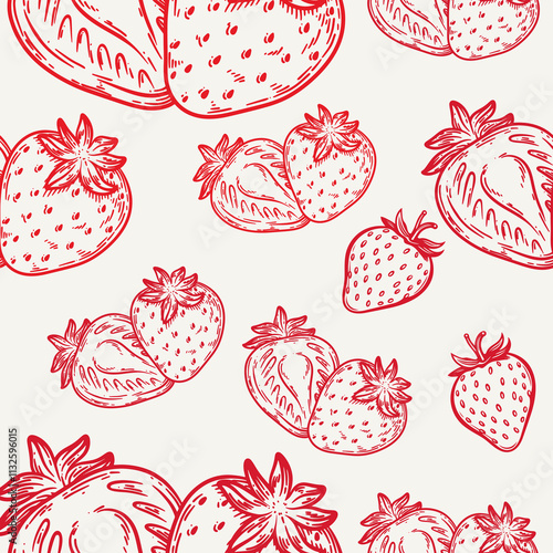 Strawberry seamless pattern used for printing and fabric design, 