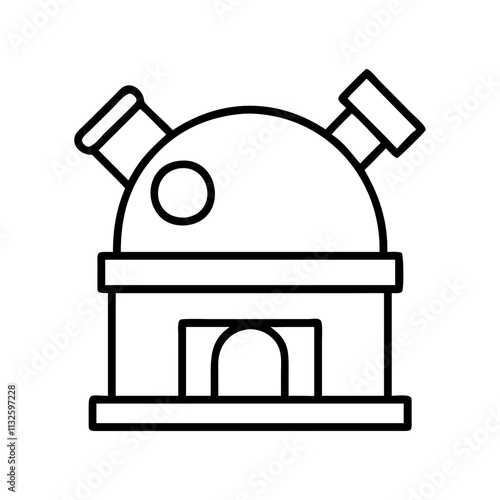 space observatory icon, space day line art, space icon - simple black line art icon of space observatory, symbolizing space day celebrations. space vector art.