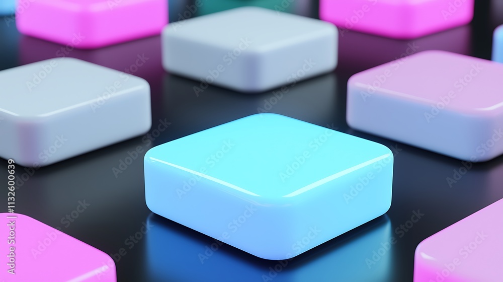 Fototapeta premium Abstract pastel cubes on dark surface.