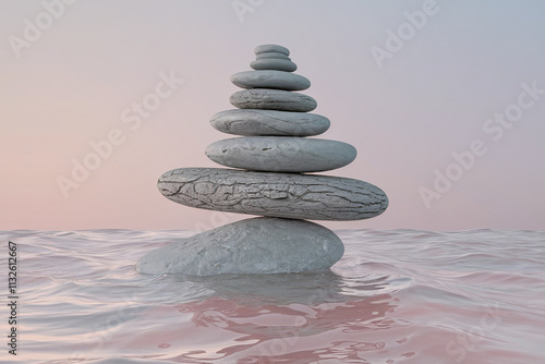 Ilustración de varias piedras superpuestas, concepto zen. Generado con IA photo