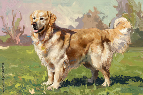 Ilustración de un cuadro de un perro. Generado con IA