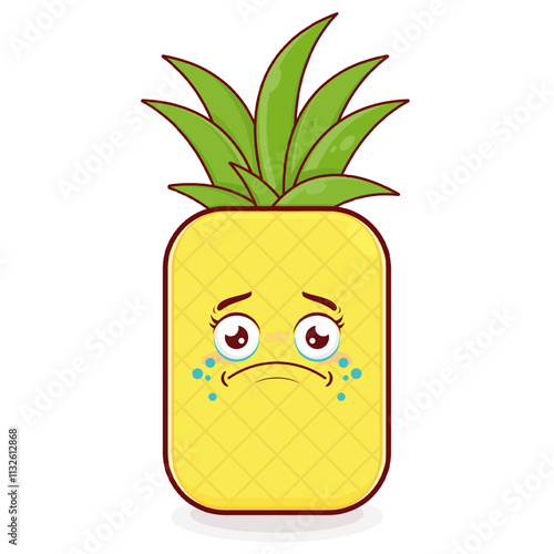 pineapple crying face cartoon cute