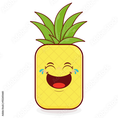 pineapple laughing face cartoon cute