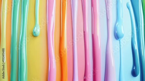 Vibrant streams of rainbow-colored paint drip down, creating a colorful and abstract visual. Ideal for art and design projects.. AI Generation