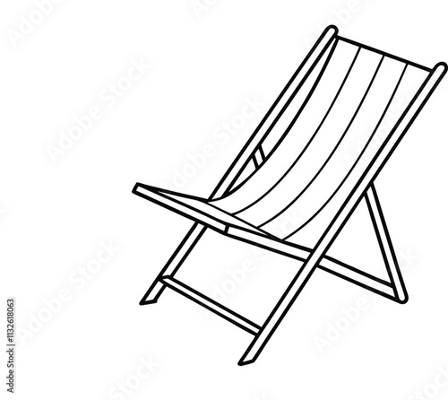 deck chair icon line art sign silhouette vector illustration isolated on white background