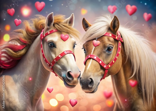 Cute Valentine's Day Horse Window Clings: Romantic Horse Designs for Festive Decoration photo