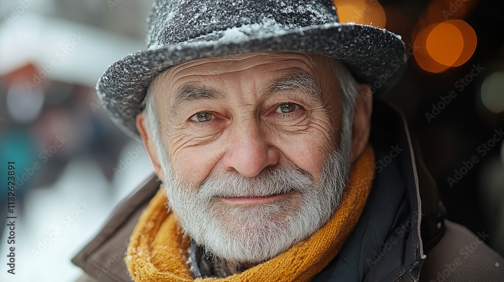 Winter Portrait of a Senior Man, Capturing Wisdom and Warmth Winter Portrait of a Senior Man, Capturing Wisdom and Warmth