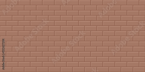 Brick wall texture in color of year 2025, mocha mousse colored seamless pattern for interior decoration, kitchen backsplash, plastic panel. Abstract minimal background, vector flat illustration