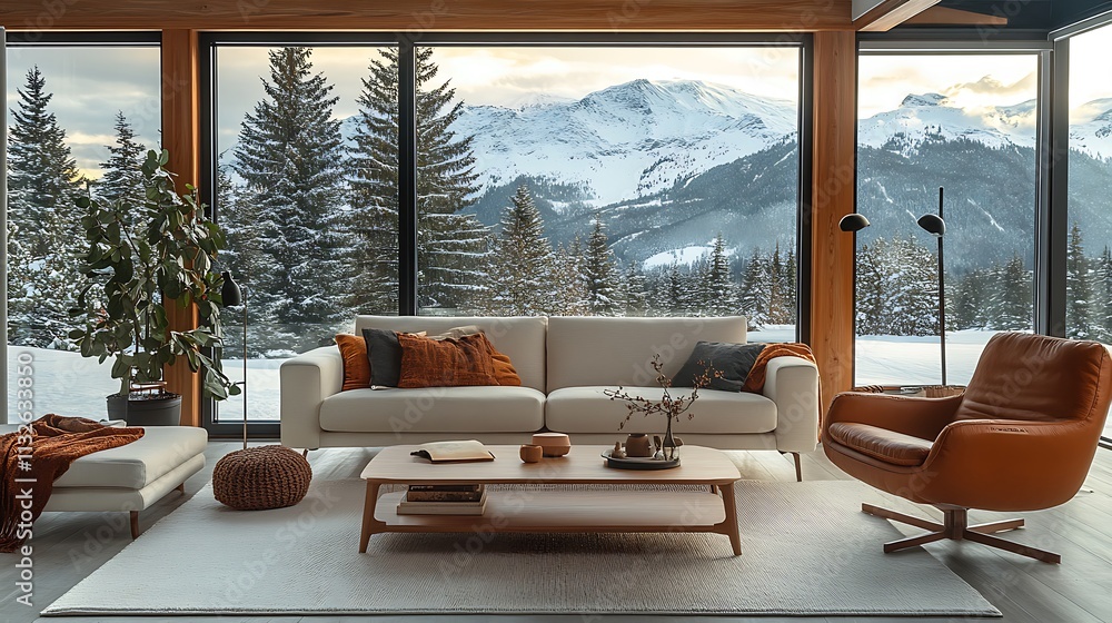 Obraz premium A Scandinavian-inspired coffee table with light wood tones and sleek lines, positioned in a chic living room with modern furniture,