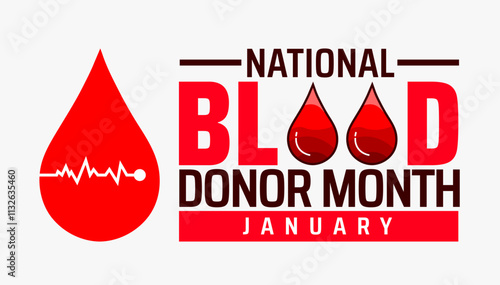 National Blood Donor Month background, banner or poster design template. observed every year in January. Holiday concept. Use to any Template, card, poster, placard, template.