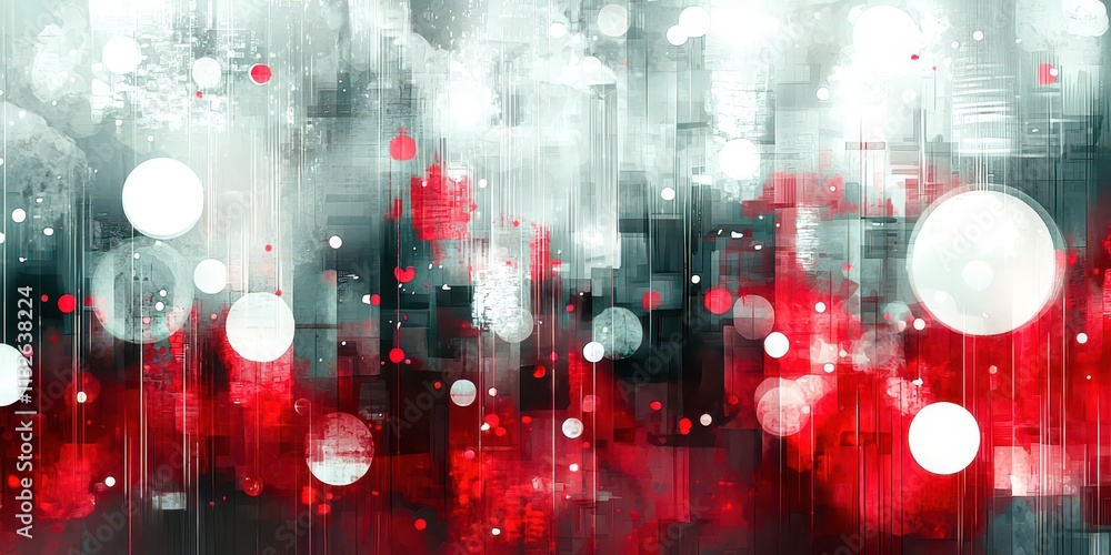 Fototapeta premium Red and white background with many white circles