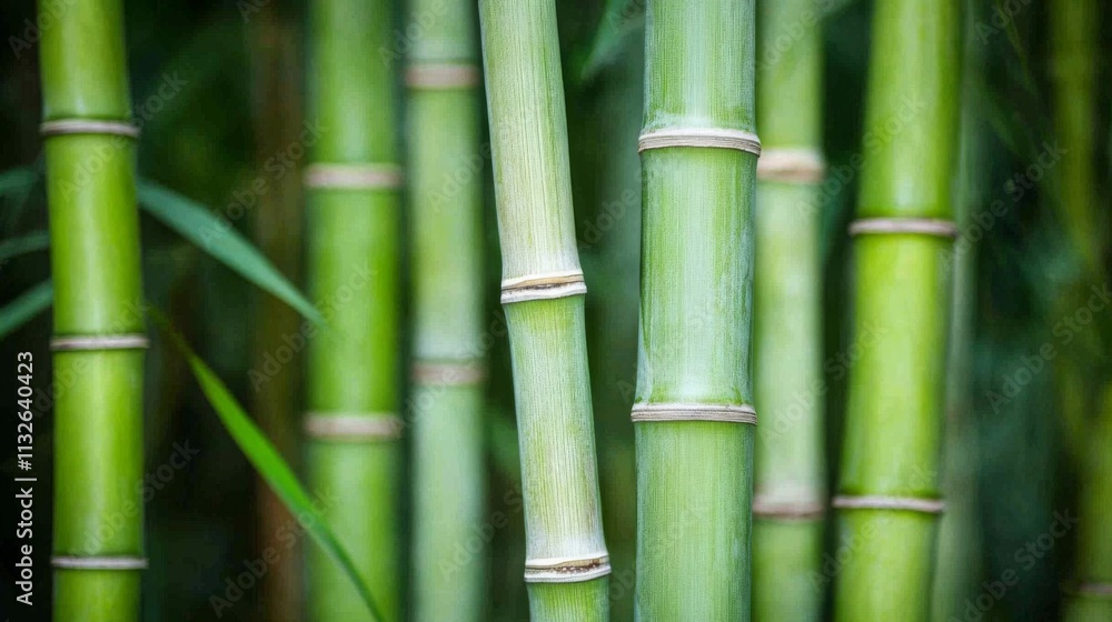 Fototapeta premium Close-up of Lush Green Bamboo Stalks in a Forest Setting