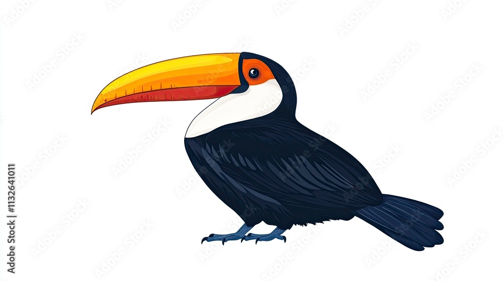 Fototapeta premium Toucan bird cartoon. Exotic colorful bird illustration. white background.