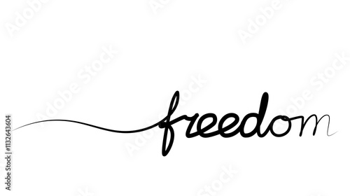 continuous drawing of the word freedom in one line. vector