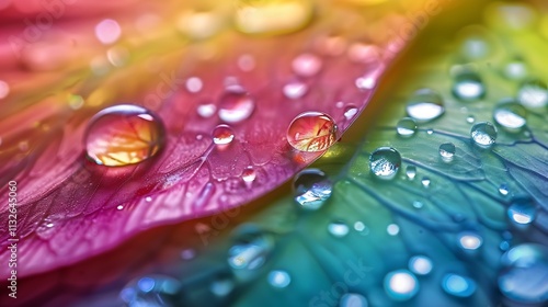 Hyper-realistic background featuring water drops on a flower petal with vivid colors. full ultra hd, high resolution photo