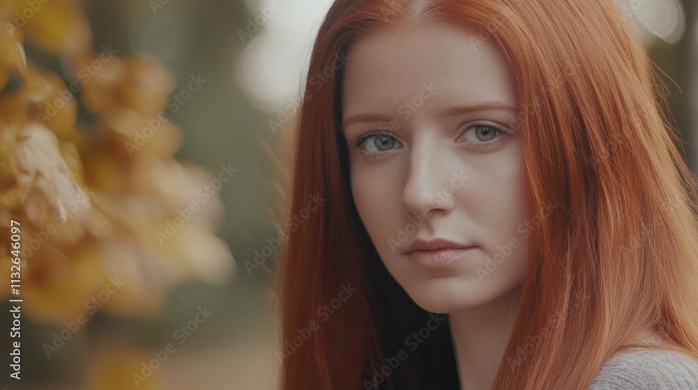 Fototapeta premium Woman with red hair and green eyes