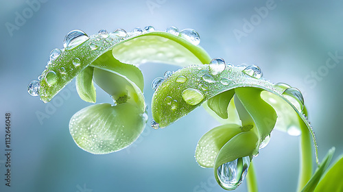 dreamy macro photograph of greenhood orchids adorned with water droplets, showcasing their delicate beauty and vibrant colors photo