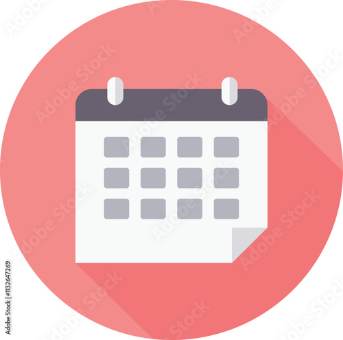 This stylish icon features a calendar within a coral circle, blending modern design with vibrant color. Ideal for scheduling apps, websites, and planners, it symbolizes organization and time managemen photo