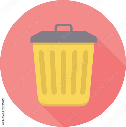 This sleek trash bin icon is ideal for waste management and digital cleanup projects. Its minimalist design on a vibrant red background adds a modern touch to your digital or print media.
