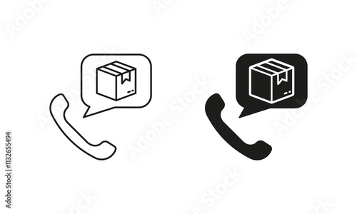 Customer Help Center Line and Silhouette Icon Set. Online Shop Delivery Service Support Symbol. Editable Stroke. Isolated Vector Illustration