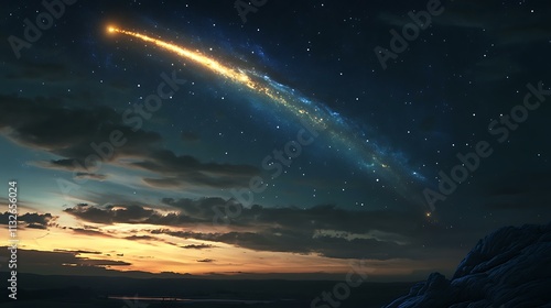 An animated comet trail spelling out the transition from 2024 to 2025 in the night sky photo