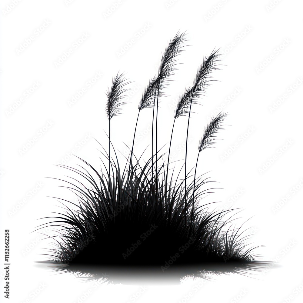 Fototapeta premium Silhouette of ornamental grass with seed heads.