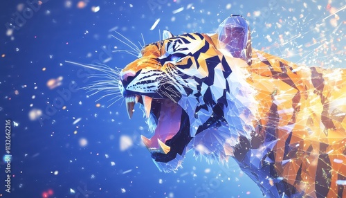 Wallpaper Mural Roaring Tiger Abstract Polygonal Art Design Torontodigital.ca