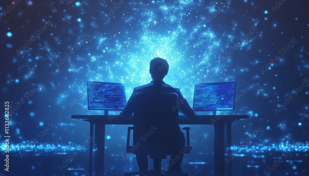Programmer Working Late on Coding Projects Programmer Working Late on Coding Projects