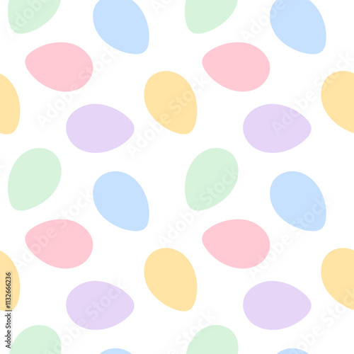 Easter Eggs Seamless pattern in trendy soft pink, yellow, blue and green. Easter background concept