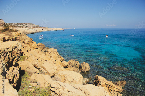 Beautiful seashore in Ayia Napa, Cyprus. Mediterranean seashore.