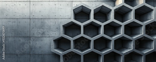 Concrete canopy design hexagonal apertures for natural illumination photo