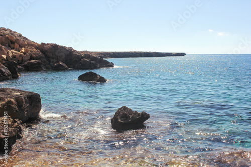 Beautiful seashore in Ayia Napa, Cyprus. Mediterranean seashore.