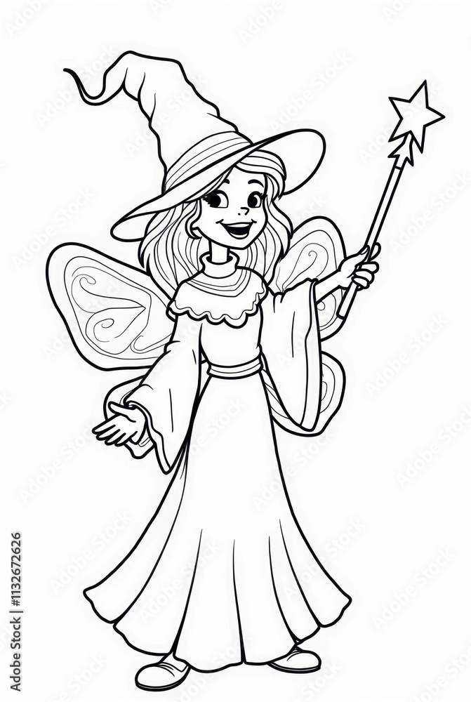Smiling Fairy Wizard Coloring Page Smiling Fairy Wizard Coloring Page