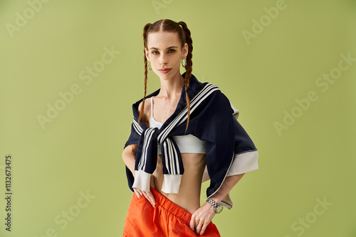 Bild auf Leinwand A young woman poses with confidence, showcasing her journey through anorexia with determination